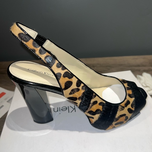 Calvin Klein Animal Print Slingback Heels - Picture 1 of 4